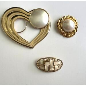 Lot of 3 Vintage Dress Scarf Clips Jeri Lou And Musi Gold Tone‎